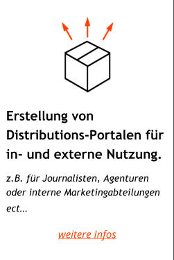 -  Erstellung von  Distributions-Portalen für in- und externe Nutzung.     z.B. für Journalisten, Agenturen  oder interne Marketingabteilungen  ect… weitere Infos